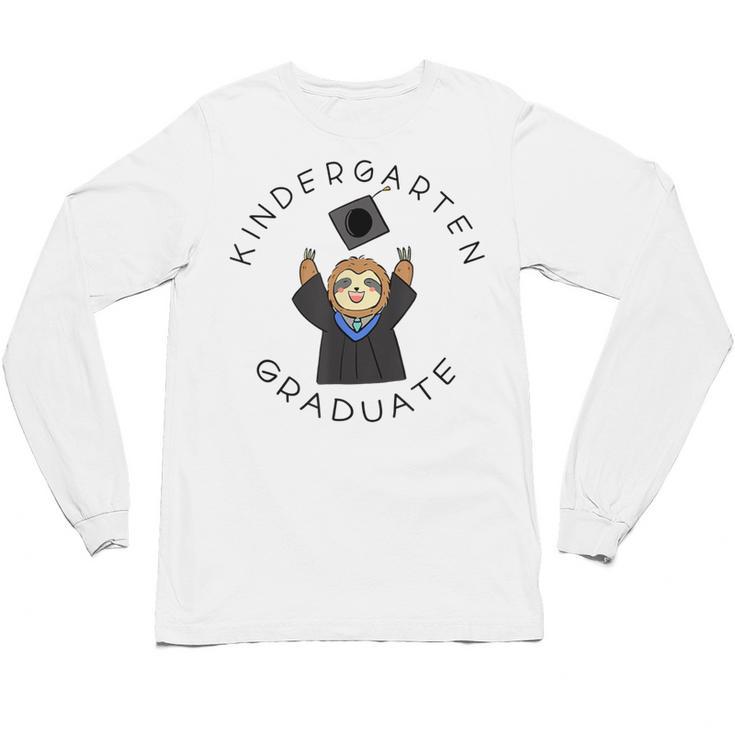 Boys Girls Kindergarten Graduate Sloth Graduation Cap Unisex Long Sleeve T-Shirt