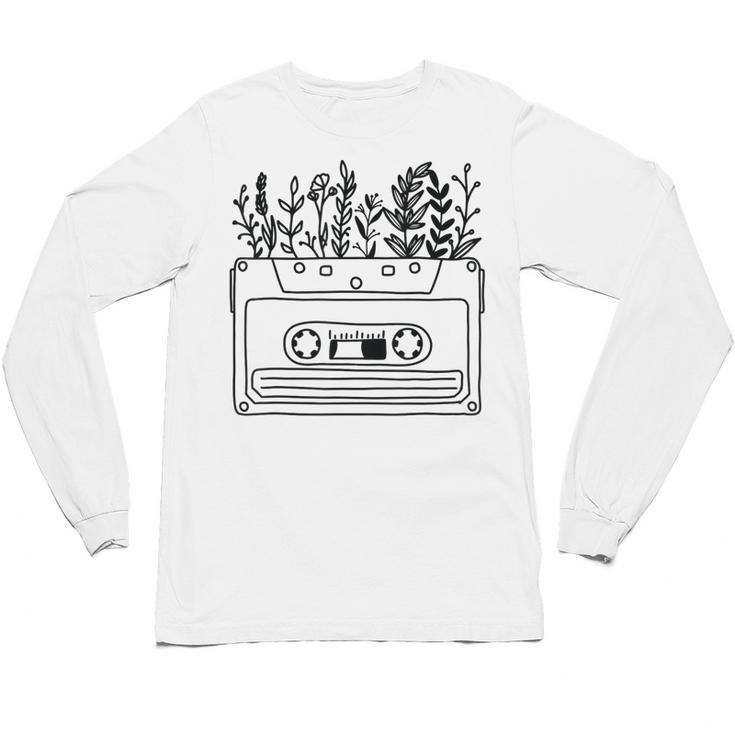 Cassette Tee 80s 90s Retro Party Costume Nostalgia Cassette Unisex Long Sleeve T-Shirt