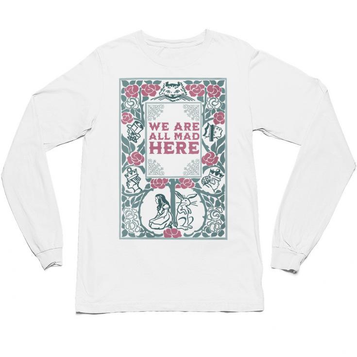 Cheshire Cat Alice In Wonderland Vintage Book Unisex Long Sleeve T-Shirt