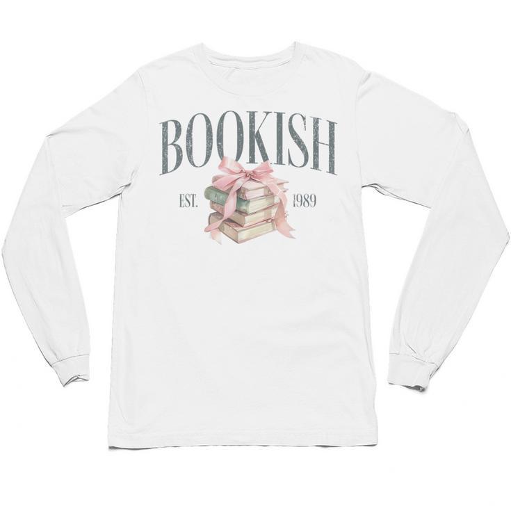 Coquette Bow Book Lover Bookish Coquette Aesthetic Reading Unisex Long Sleeve T-Shirt
