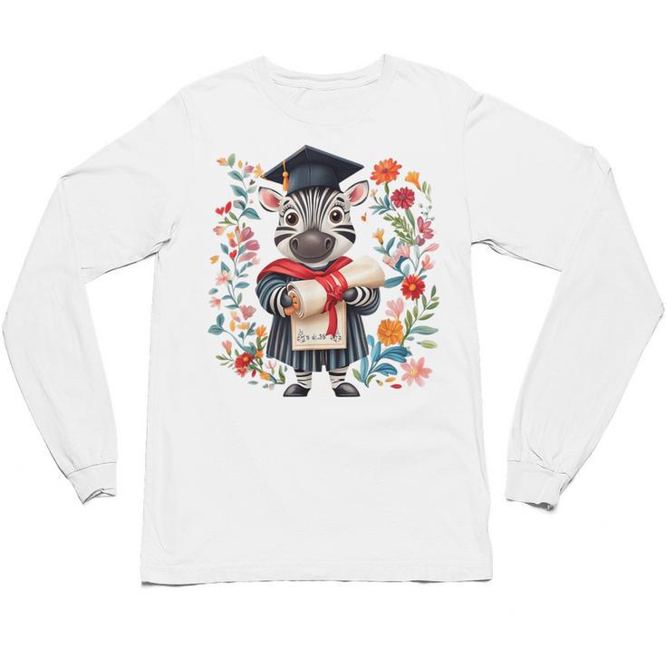 Cute Graduation Zebra Holding Diploma T Shirt Unisex Long Sleeve T-Shirt