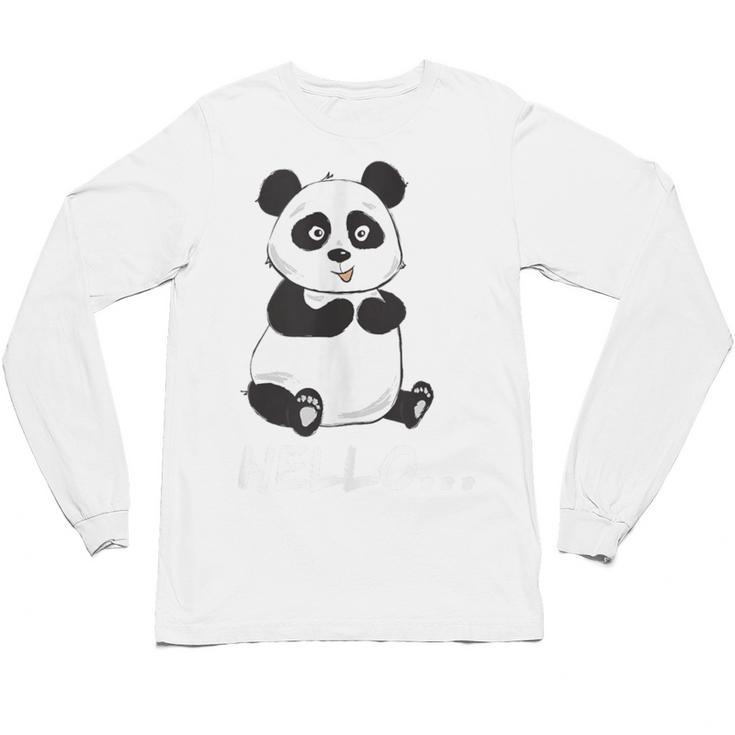 Cute Introvert Vibes – Panda Hello & Goodbye Unisex Long Sleeve T-Shirt