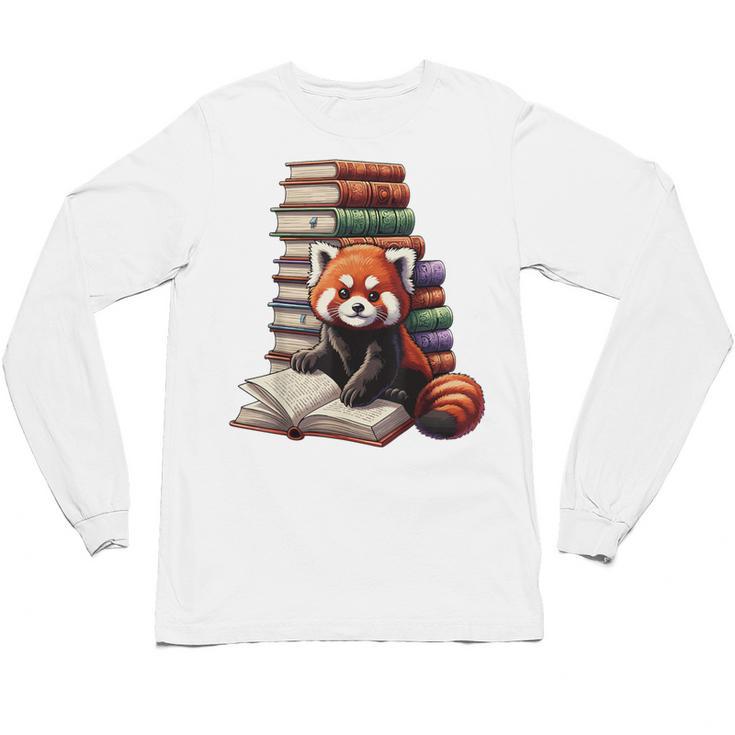 Cute Red Panda Reading Book Animal Bookworm Unisex Long Sleeve T-Shirt