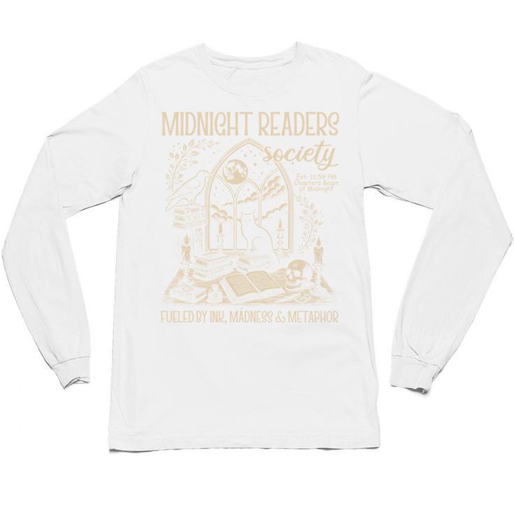 Dark Romance Book Lover Midnight Reading Readers Society Unisex Long Sleeve T-Shirt