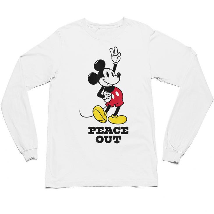 Disney Mickey Mouse Peace Out Totally Retro Graduation Unisex Long Sleeve T-Shirt