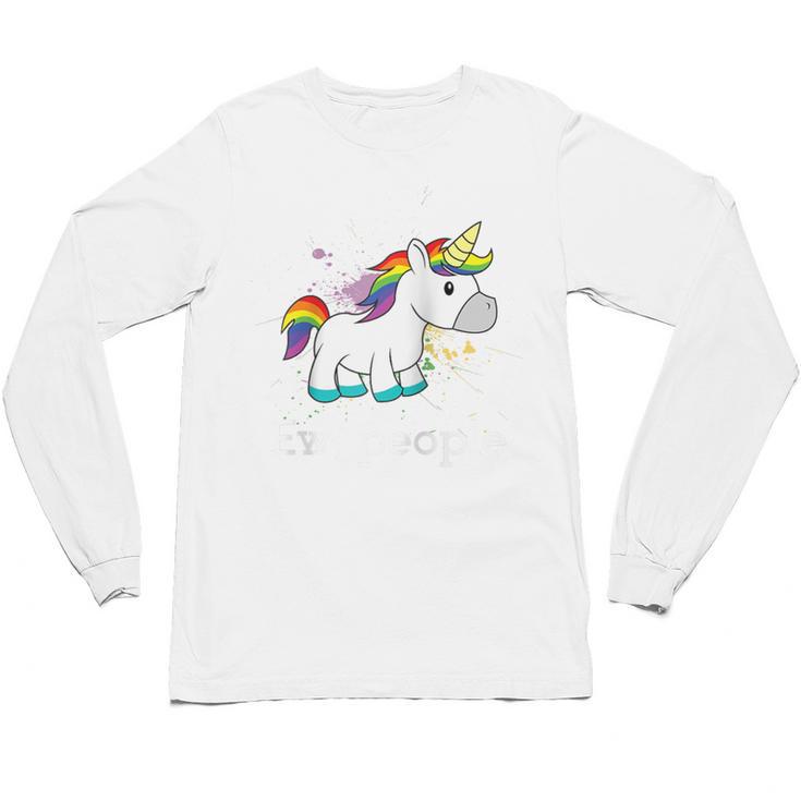 Ew People Unicorn Lover Introvert Rainbow Unicorn Raglan Baseball Tee Unisex Long Sleeve T-Shirt