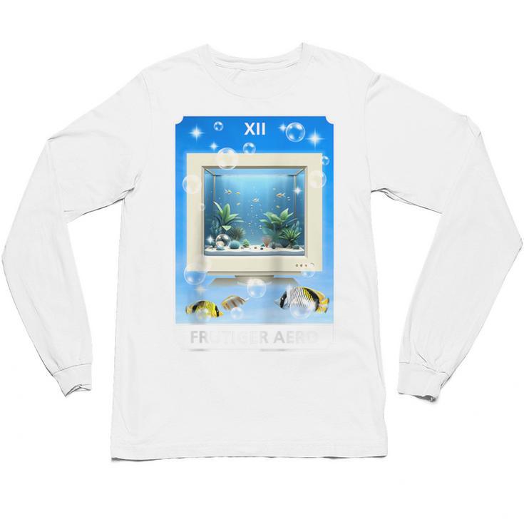 Frutiger Aero Aesthetic Tech Computer Aquarium Tarot Card Raglan Baseball Tee Unisex Long Sleeve T-Shirt