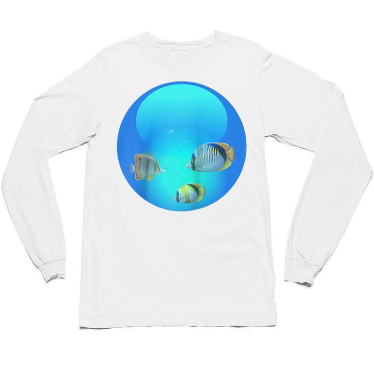 Frutiger Aero Aesthetic Tech Orb Fishes Raglan Baseball Tee Unisex Long Sleeve T-Shirt