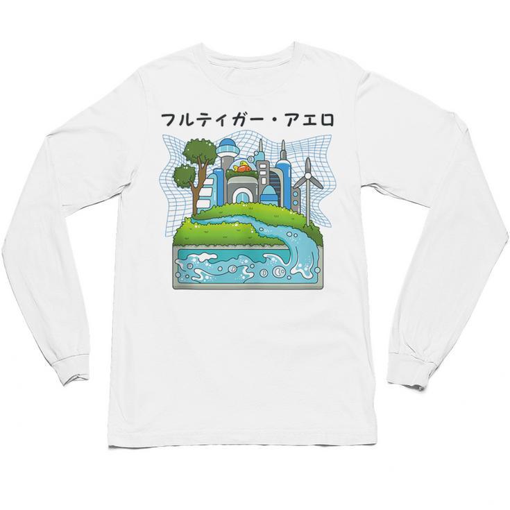 Future City Wind Power Frutiger Aero Y2K Style Ocean Unisex Long Sleeve T-Shirt