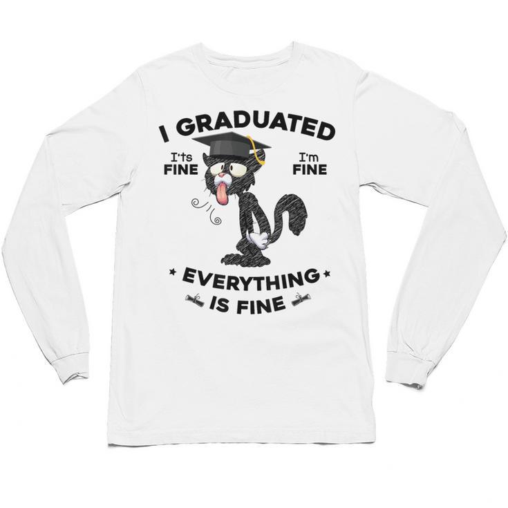I Graduated Graduate Class 2025  Cat Graduation Unisex Long Sleeve T-Shirt