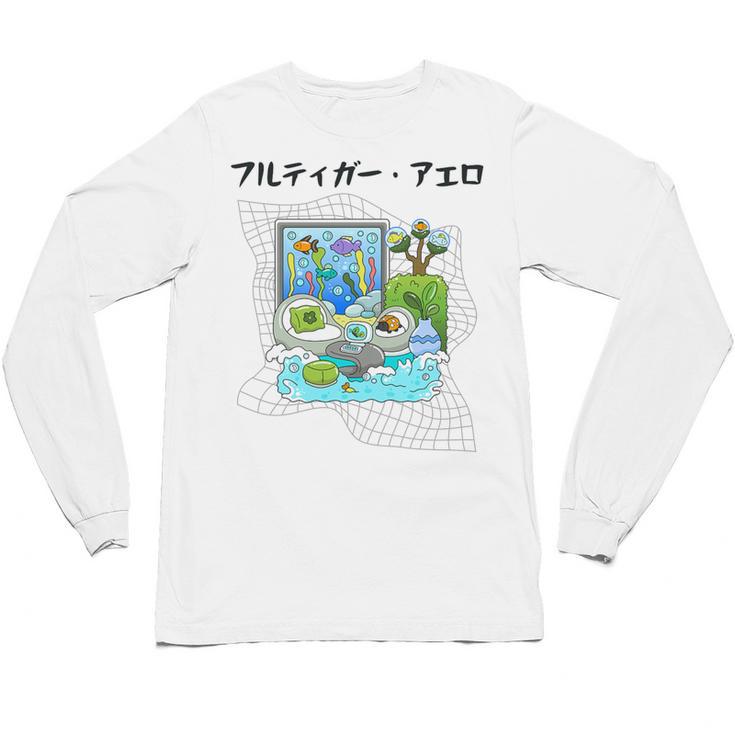 Grass Fun UI UX Er Computer Retro Fish Frutiger Aero Premium Tri-Blend Unisex Long Sleeve T-Shirt