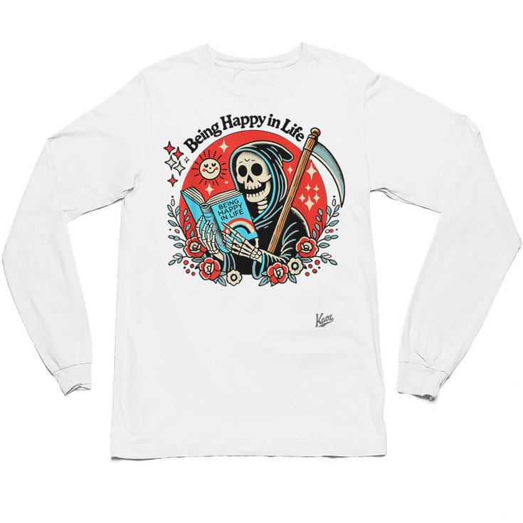 Grim Reaper Reads a Book Unisex Long Sleeve T-Shirt