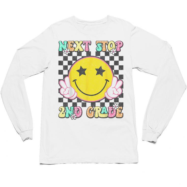 Groovy Next Stop 2nd Grade 1st Grade Graduation 2025 Unisex Long Sleeve T-Shirt
