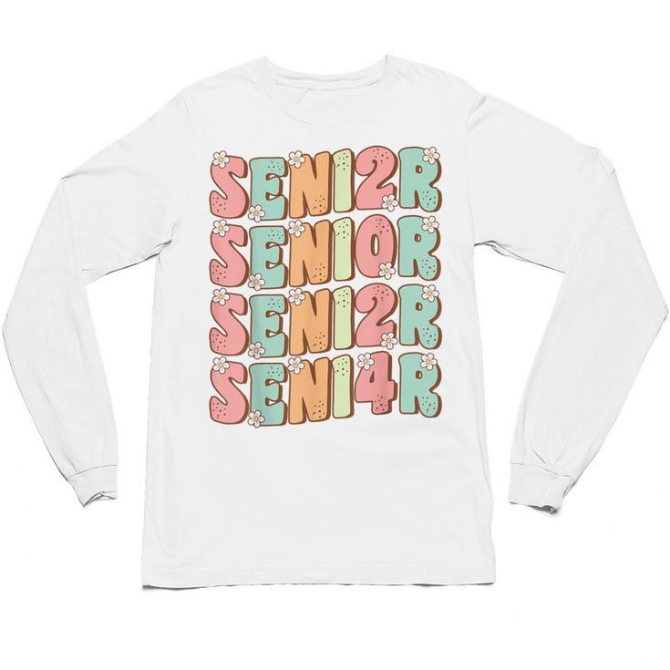 Groovy Senior Graduation Cute Groovy Senior Class Of 2024 Unisex Long Sleeve T-Shirt
