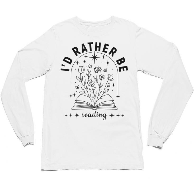 I’d Rather Be Reading Minimal Book Lover Arch Unisex Long Sleeve T-Shirt