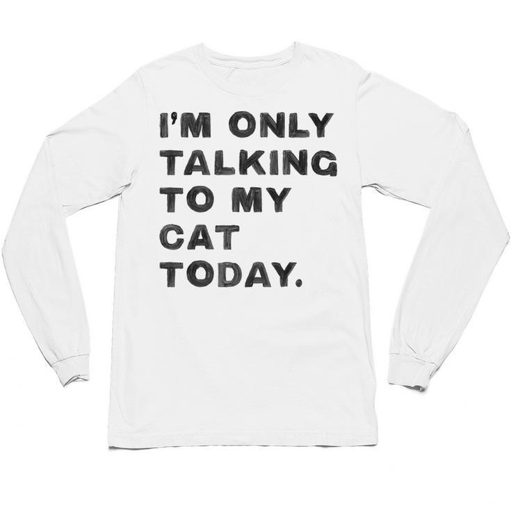 I'm Only Talking To My Cat Today Introvert Chalk For Men Women Unisex Long Sleeve T-Shirt