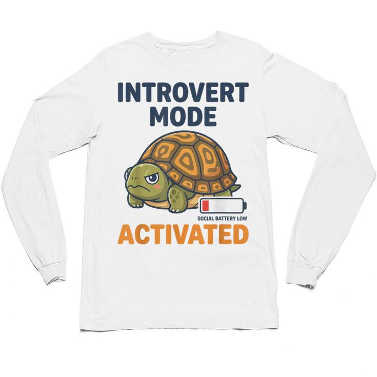 Introvert Mode Activated Low Social Battery Box Turtle Unisex Long Sleeve T-Shirt Introvert Mode Activated Low Social Battery Box Turtle Unisex Long Sleeve T-Shirt