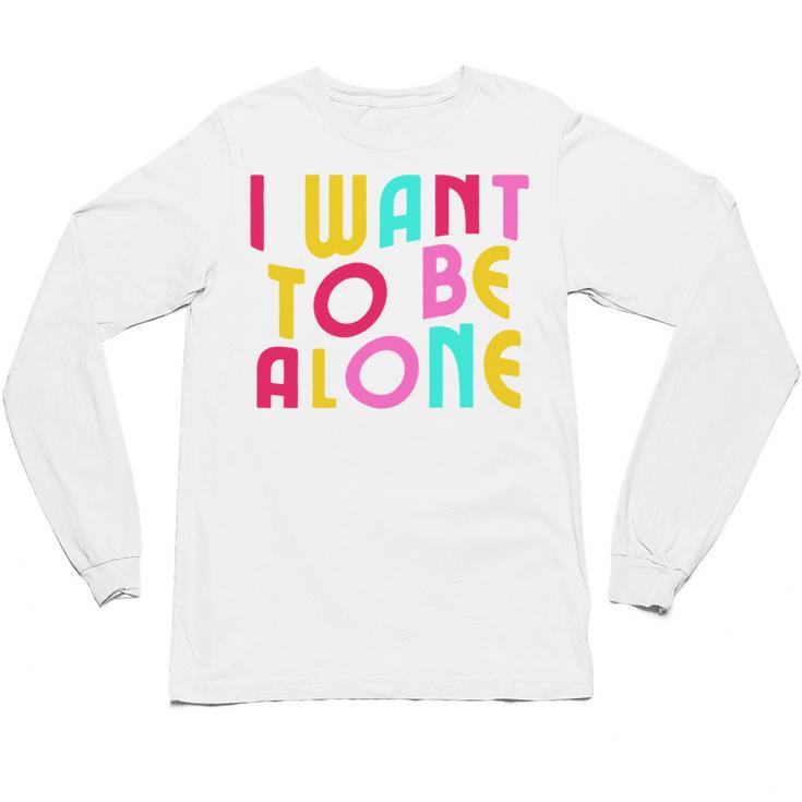 Introvert I Want To Be Alone Retro Wavy Unisex Long Sleeve T-Shirt