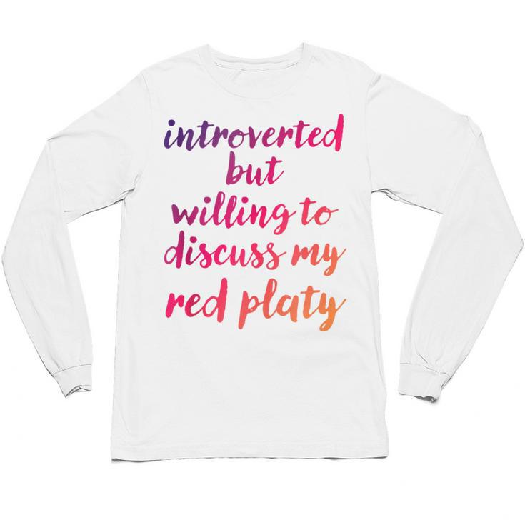 Introverted Willing To Discuss Red Platy Introvert Unisex Long Sleeve T-Shirt