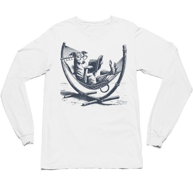 Italian Greyhound Whippet Dog Reading Book Hammock Iggy Mom Unisex Long Sleeve T-Shirt