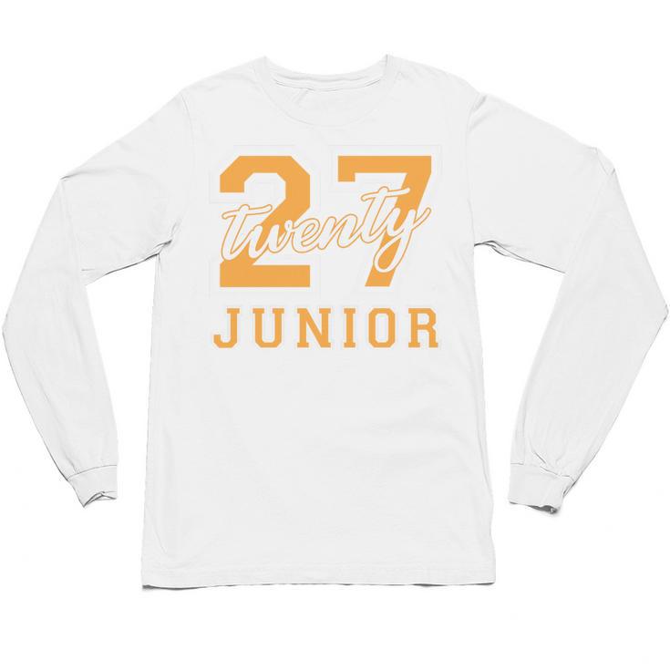 Junior Class 2027 Graduation Back To School Orange Letters Premium Tri-Blend Unisex Long Sleeve T-Shirt