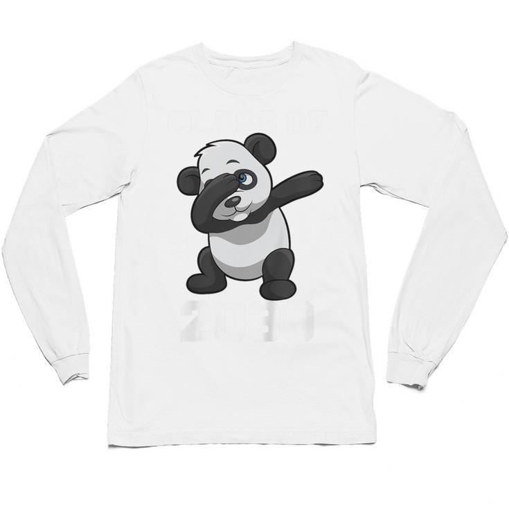 Kids Class Of 2030 Shirt Graduation Dabbing Panda Shirt Unisex Long Sleeve T-Shirt