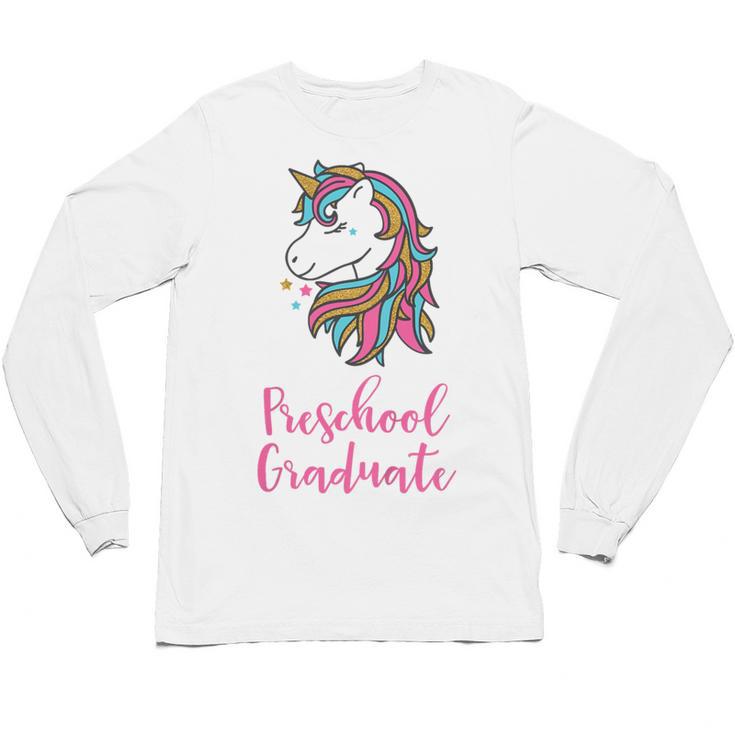 Kids Unicorn Preschool Graduation Unisex Long Sleeve T-Shirt