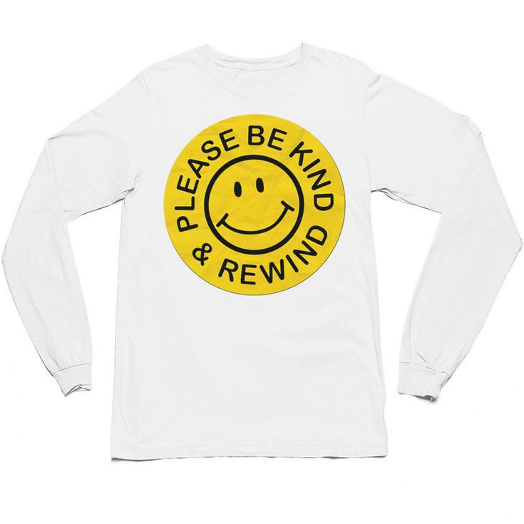 Be Kind Rewind Shirt Retro Nostalgia Sticker 80s 90s Tee Premium Tri-Blend Unisex Long Sleeve T-Shirt