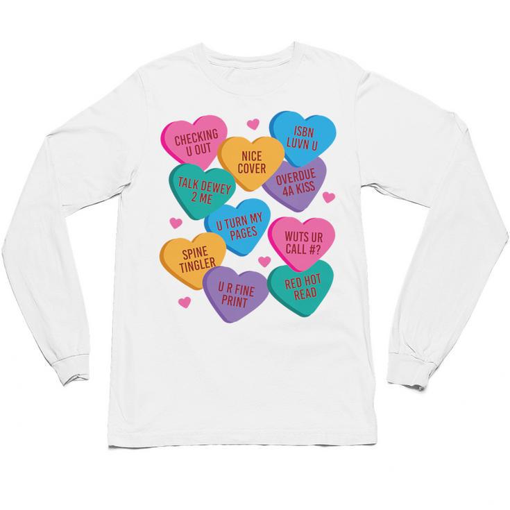 Librarian Shirt Valentines Book Worm Reading Tshirt Premium Tri-Blend Unisex Long Sleeve T-Shirt