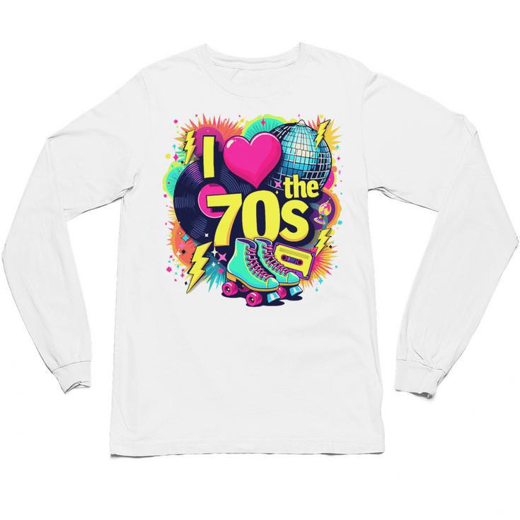 I Love The 70s Retro Cassette Roller Vinyl Nostalgia Vibes Premium Tri-Blend Unisex Long Sleeve T-Shirt