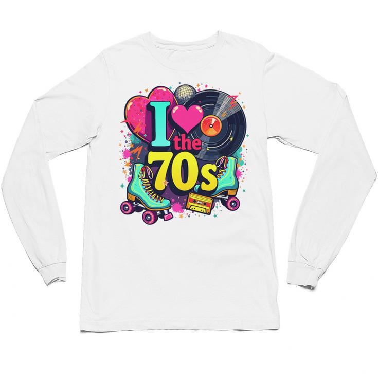 I Love The 70s Vintage Cassette Roller Vinyl Nostalgia 70s Premium Tri-Blend Unisex Long Sleeve T-Shirt