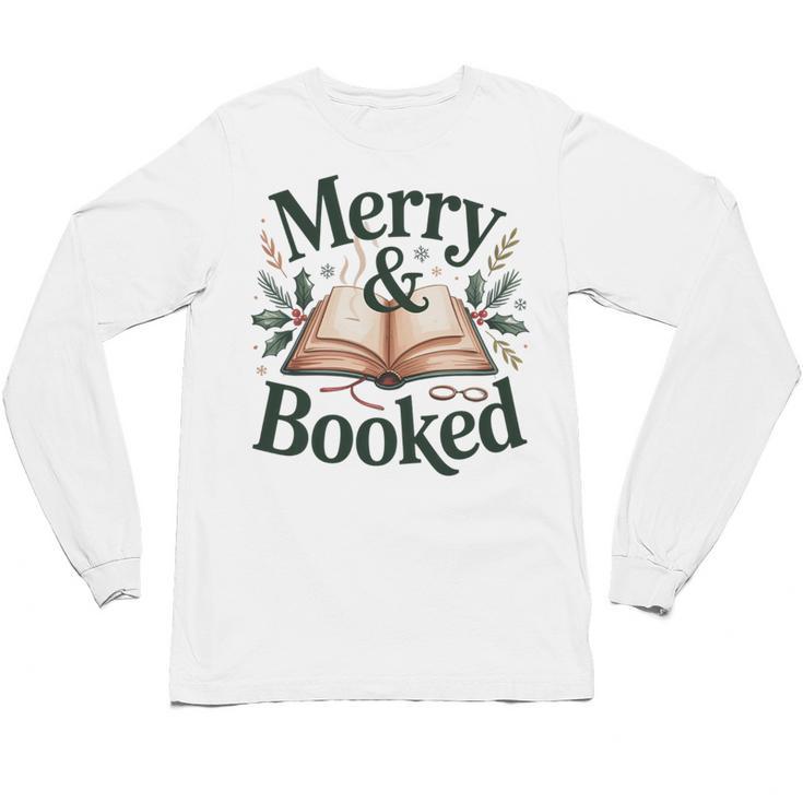 Merry And Booked Holiday Reading Winter Book Lover Premium Tri-Blend Unisex Long Sleeve T-Shirt