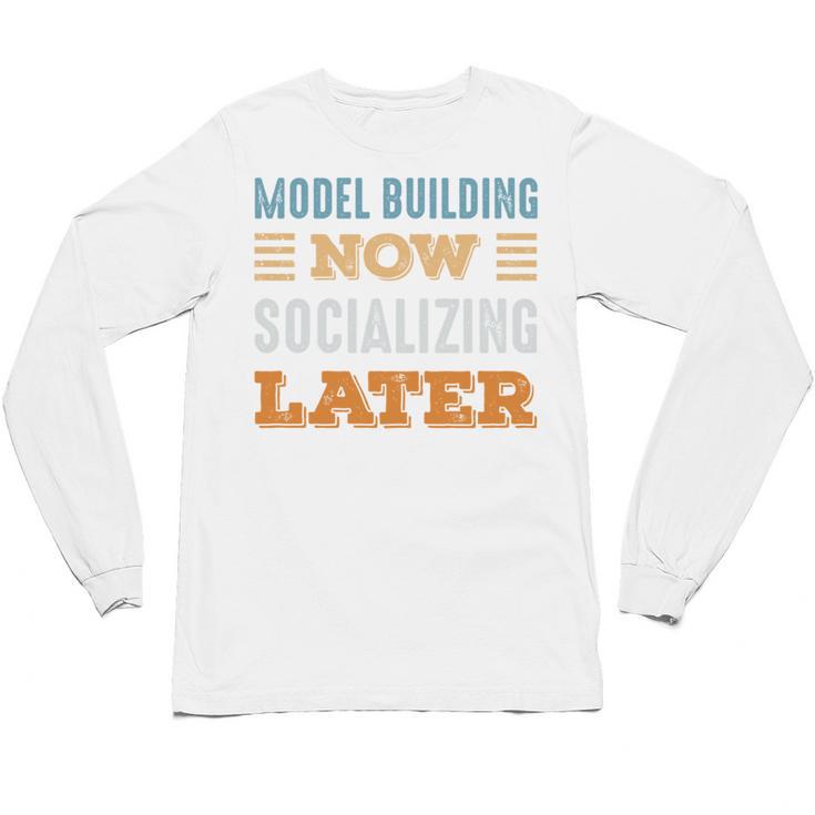 Model Building Now Minimal Socializing Introvert Vintage Unisex Long Sleeve T-Shirt