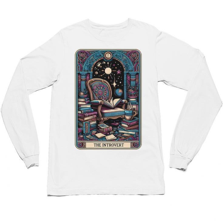 Mystical Library Book Reader The Introvert Tarot Card Unisex Long Sleeve T-Shirt