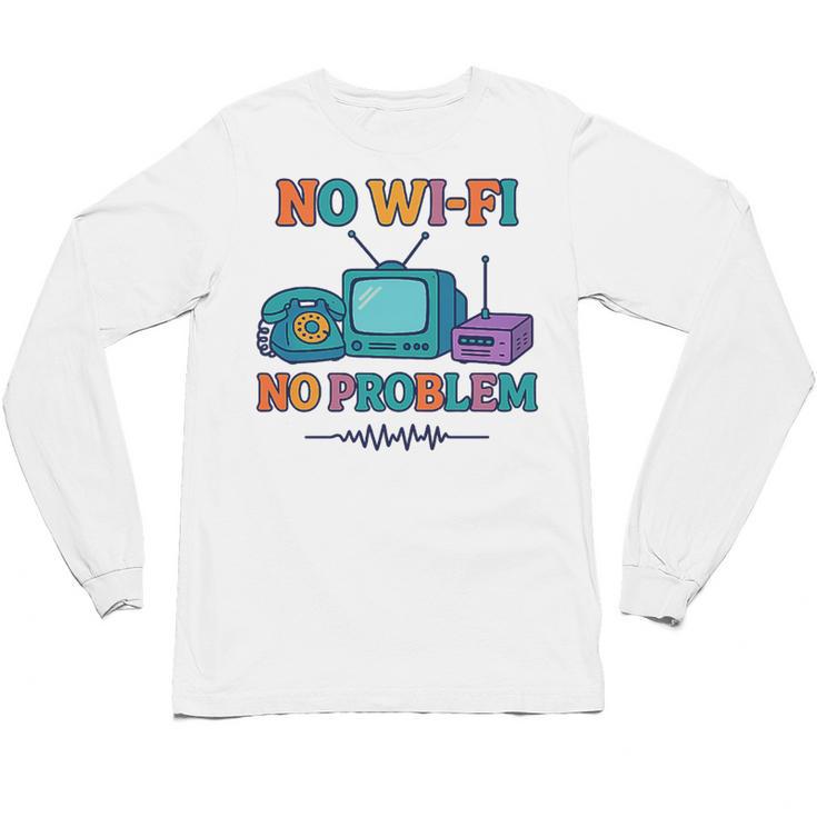 No Wi-Fi No Problem – Retro Dial Up Tech Nostalgia Premium Tri-Blend Unisex Long Sleeve T-Shirt