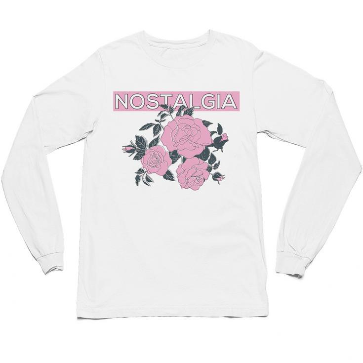 Nostalgia 80s 90s Retro Style Graphics Rose Pink Flower Unisex Long Sleeve T-Shirt