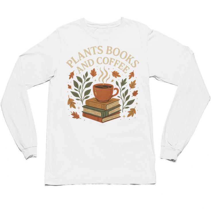Plants Books And Coffee Nature Leaves Reading Book Lover Premium Tri-Blend Unisex Long Sleeve T-Shirt