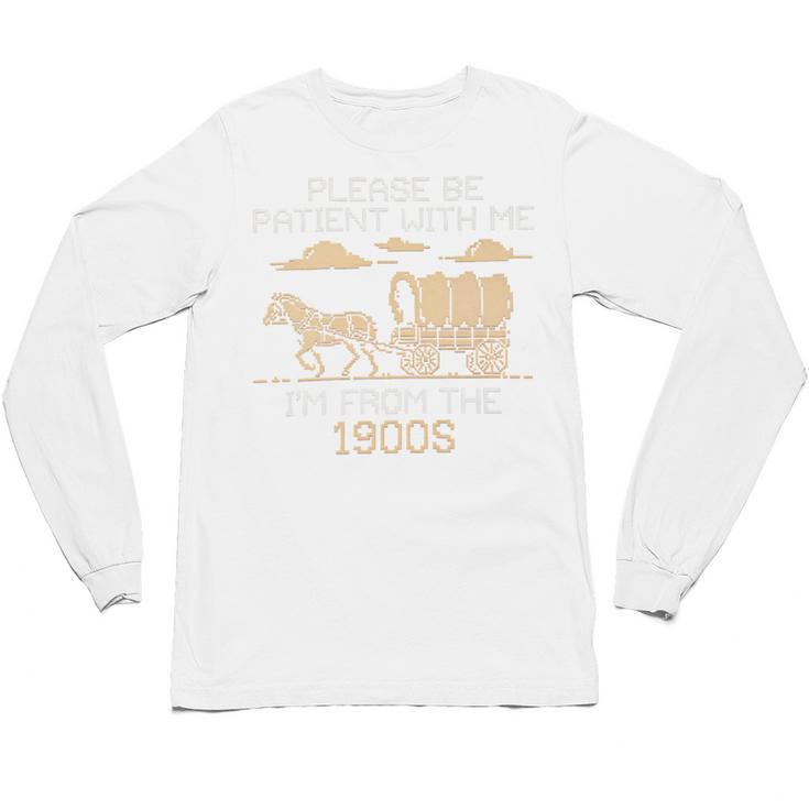 Please Be Patient I'm From The 1900s Retro Pixel Horse Wagon Premium Unisex Long Sleeve T-Shirt