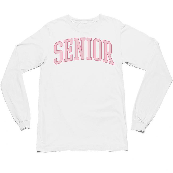 Preppy Varsity Pink Senior Graduation Unisex Long Sleeve T-Shirt