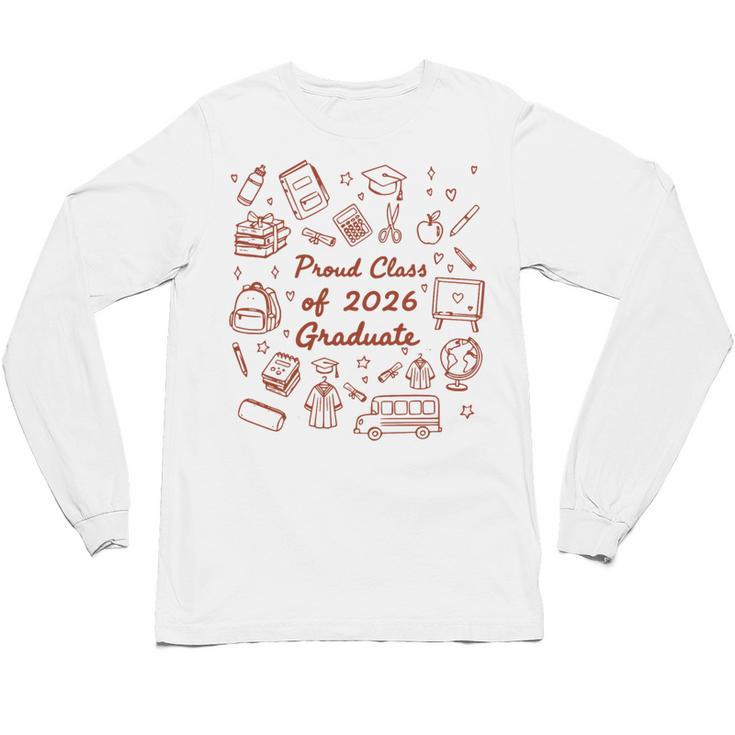 Proud Class Of 2026 Graduate Doodle Senior Graduation Premium Tri-Blend Unisex Long Sleeve T-Shirt