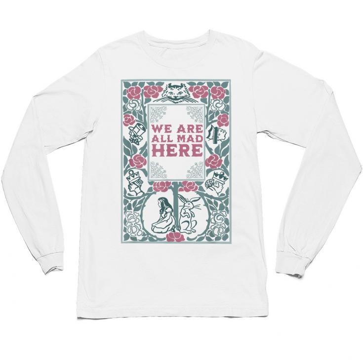 Puddin Threads Cheshire Cat Alice In Wonderland Vintage Book Adults Small Short Sleeve Classic Fit Unisex Long Sleeve T-Shirt