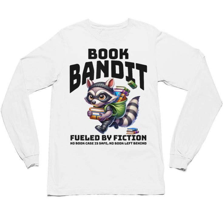 Racoon-Bookworm-Book Bandit-Fueled By Fiction Unisex Long Sleeve T-Shirt