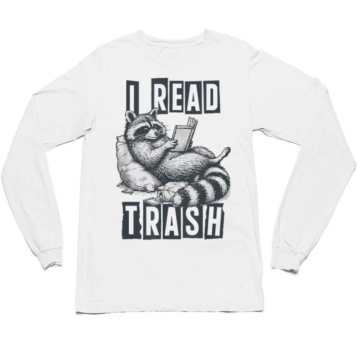 Racoon Reading Spicy Smutty Book Booktok I Read Trashy Books Unisex Long Sleeve T-Shirt