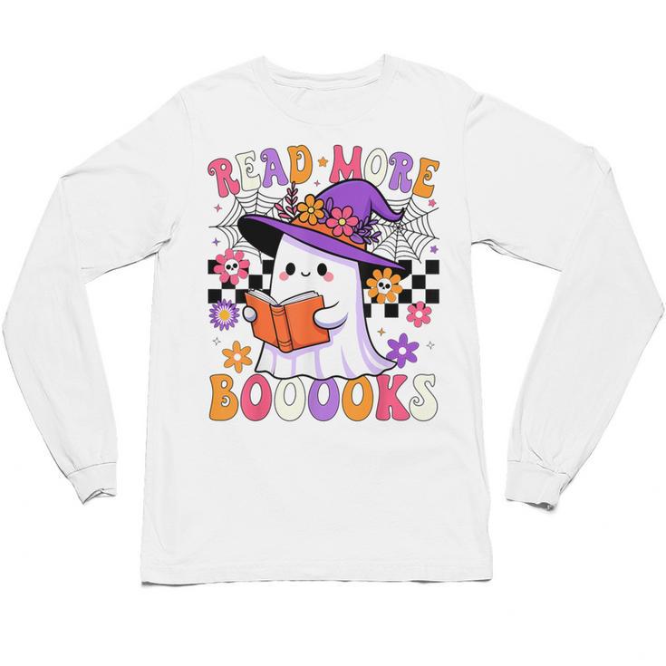 Read More Books Ghost Reading Book Teacher Halloween Unisex Long Sleeve T-Shirt