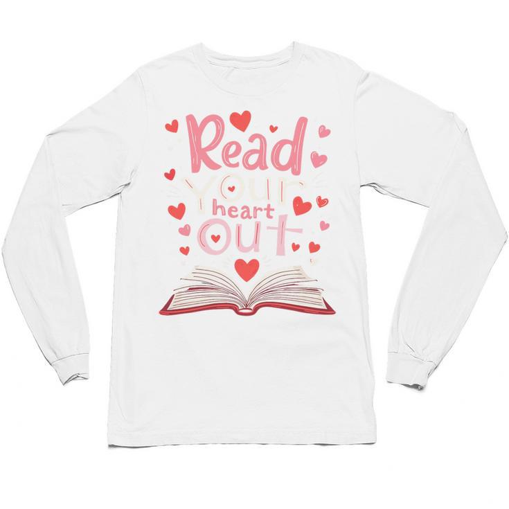Read Your Heart Out Teacher Valentines Day Reading Book Love Premium Tri-Blend Unisex Long Sleeve T-Shirt