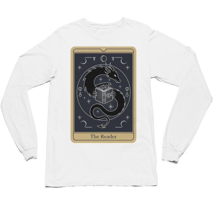 The Reader Tarot Card Mystic Dragon Book Magic Unisex Long Sleeve T-Shirt