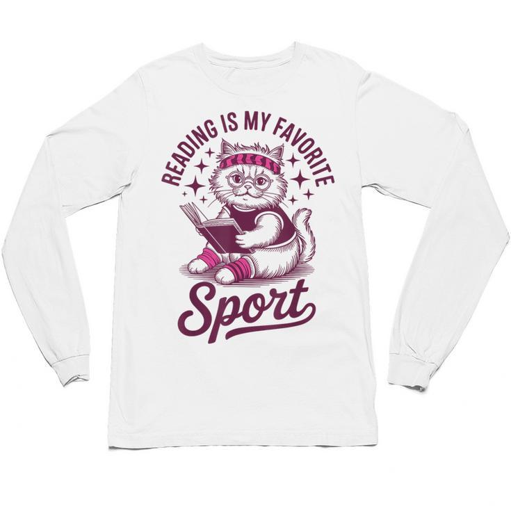 Reading Is My Favorite Sport Cat And Book Lover Women Unisex Long Sleeve T-Shirt