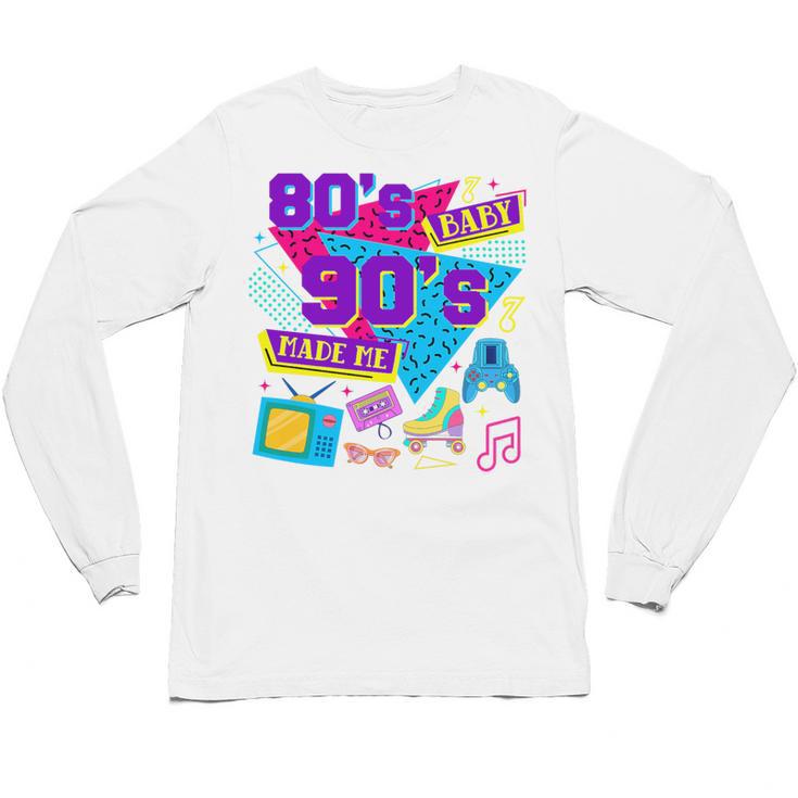 Retro 1980s 80's Baby 1990s 90's Made Me Nostalgia Birthday Premium Tri-Blend Unisex Long Sleeve T-Shirt
