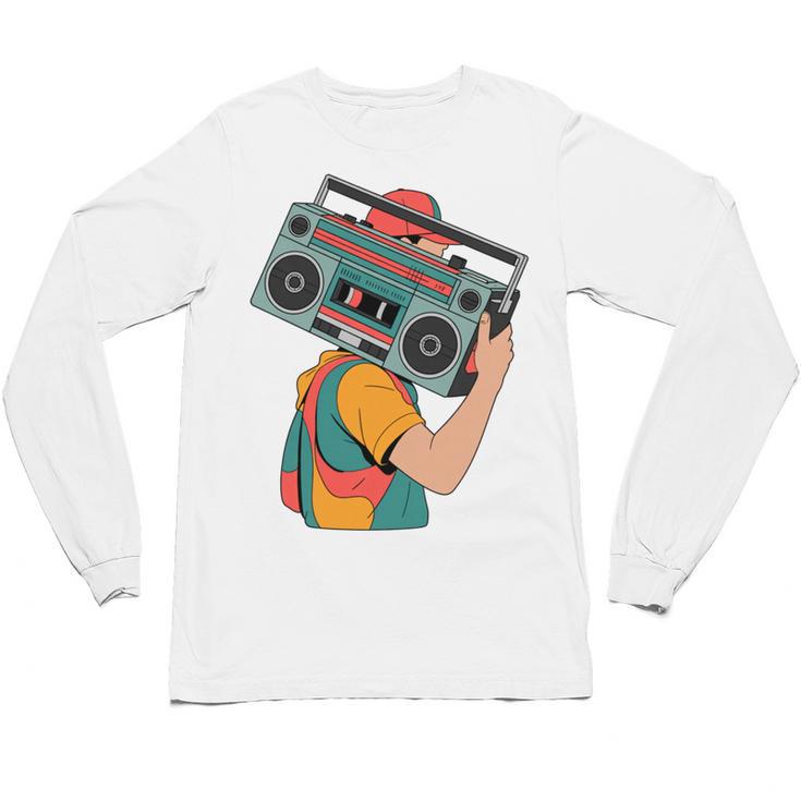 Retro 90s Boombox Nostalgia Party For Music Lovers Men Women Unisex Long Sleeve T-Shirt