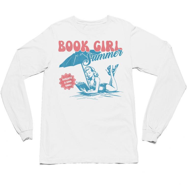 Retro Book Girl Summer Beach Vacation For Book Lover Unisex Long Sleeve T-Shirt